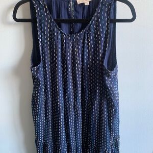 Loft Navy Tiered Swing Dress
